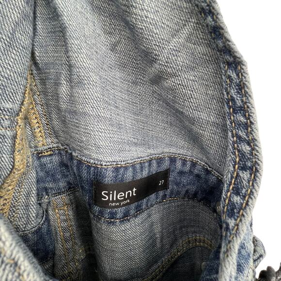 Silent New York Size 27 NEW Shortalls Short Overalls Denim Medium Wash Pockets - Picture 4 of 5